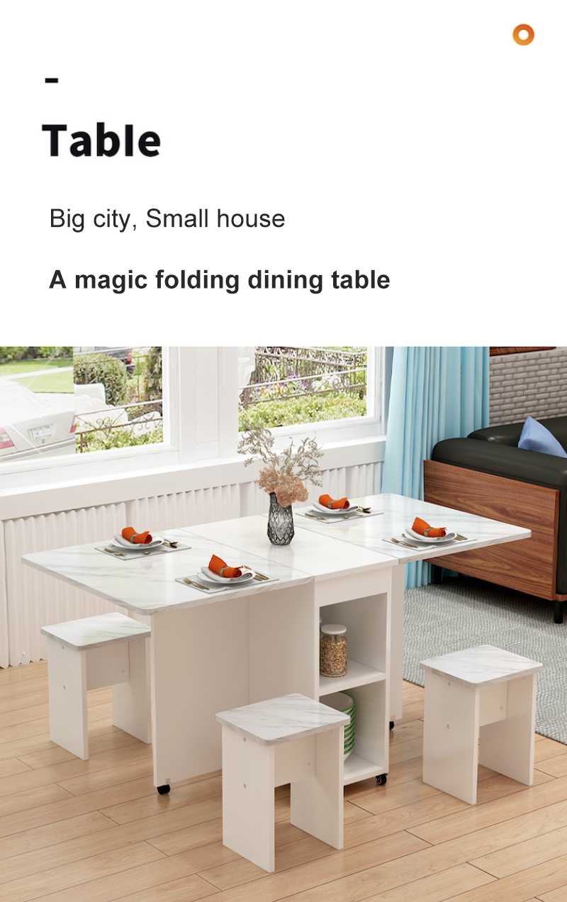Folding Table Movable Wooden Rectangle Dining Table Living Room Restaurant Furniture Multifunction Home Foldable Desk