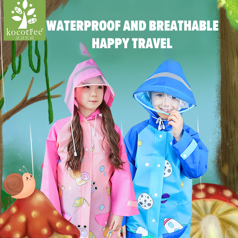 Kocotree New children's raincoats for boys and girls plus raincoats with schoolbags full body waterproof KQ16142