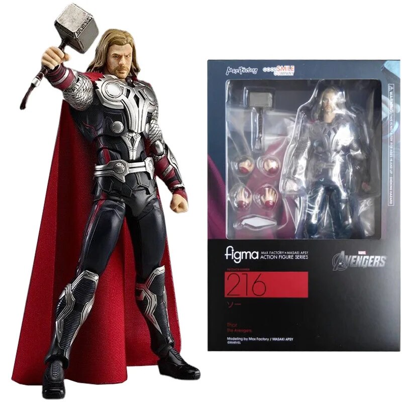 Hot The Marvel Figma 216 Thor 16CM Anime Figure PVC Model Collectible Action Kids Toys New Year Gifts