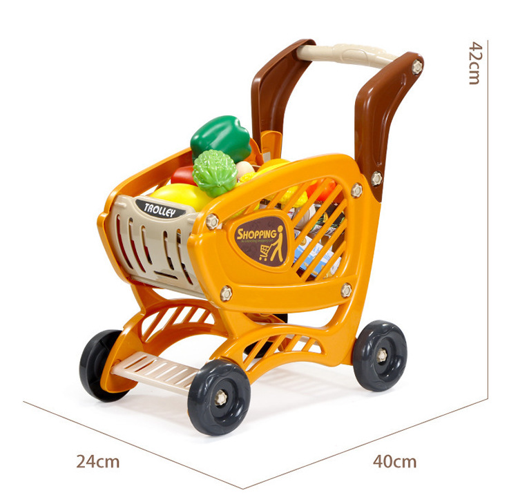 Children Shopping Carts Trolley Toy with Accessories Pretend Play Toys