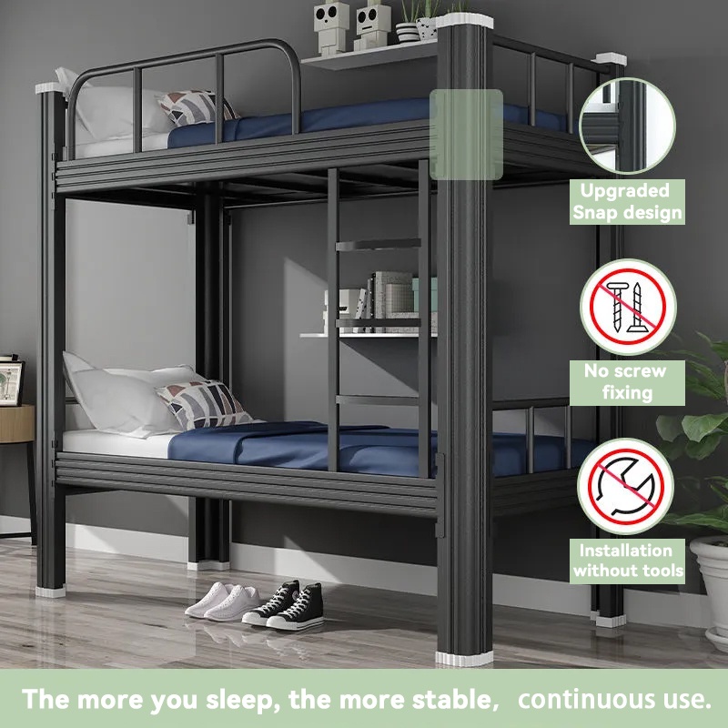 Loft Bed Double Decker Bed Stainless Steel Single Bed Frame High Load-bearing Free Bed Board KKYG 2