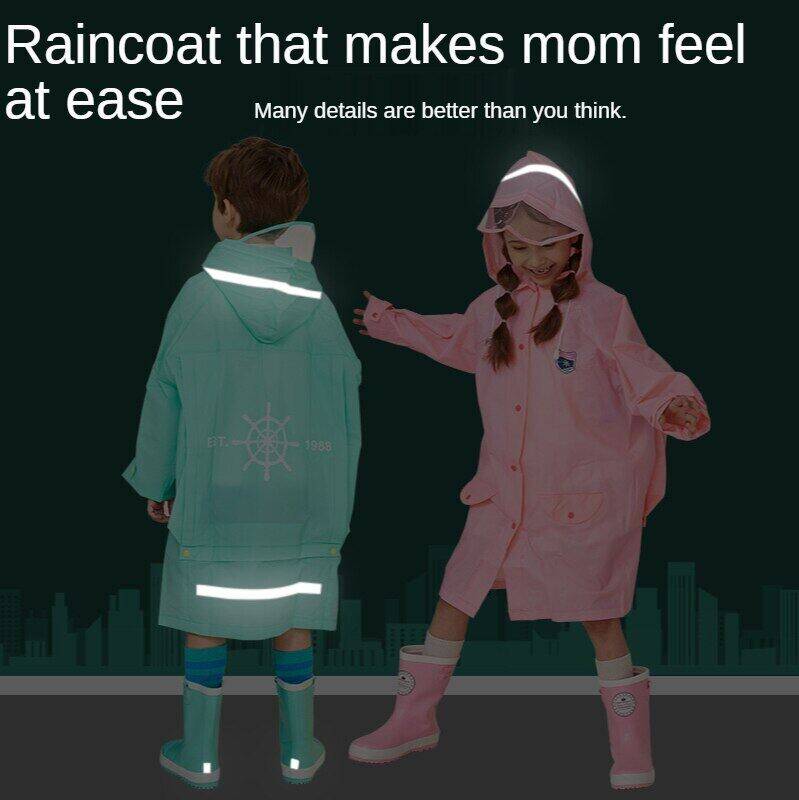 Kocotree Children's Raincoat With Schoolbag Space For Primary School Student
