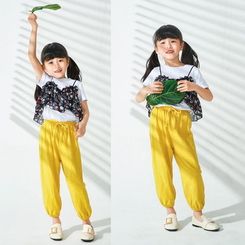 Kid's Anti-mosquito Pants Cotton Boys Girls Unisex Solid Color Casual Loose Lantern Pants Children's Sport Pants