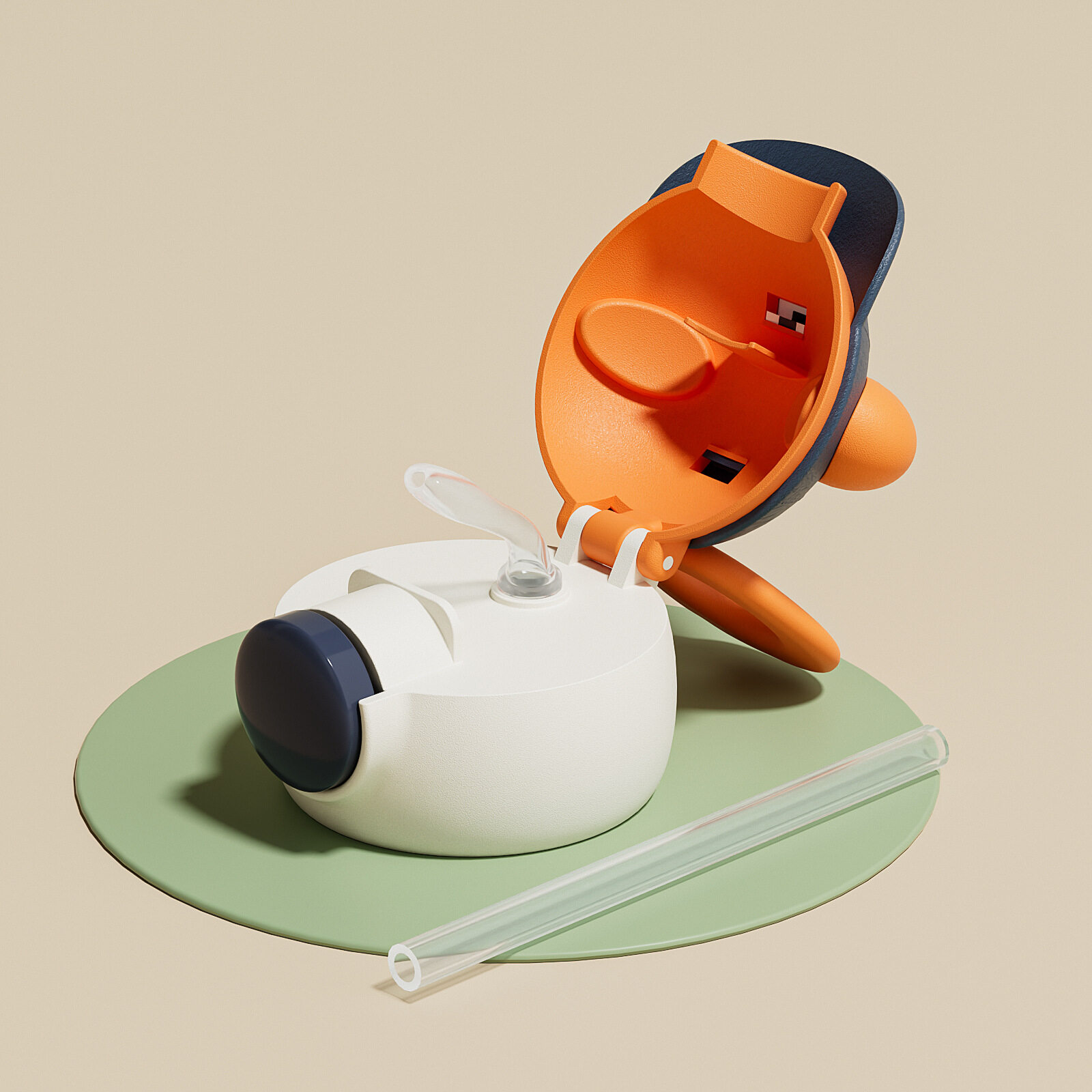 Ready stock Children's Plastic Tritan Sports WaterBottle With Straw Portable Leakproof Cute Cartoon Student Straps Water Cup BPA Free Bottle HGZ034