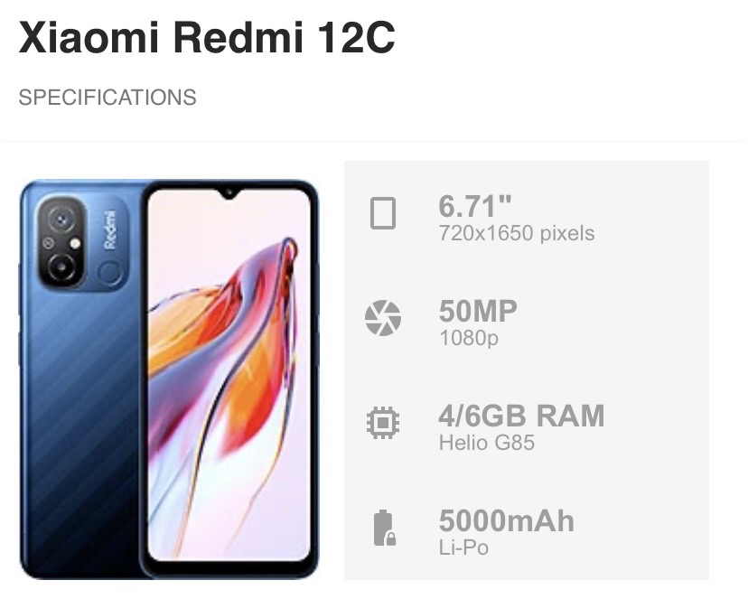 Xiaomi Redmi 12C | 4GB+128GB | 6GB+128GB | Global ROM | Brand New With Warranty | FREE TEMPER GLASS+BACK CASE OR DISCOUNT PRICE