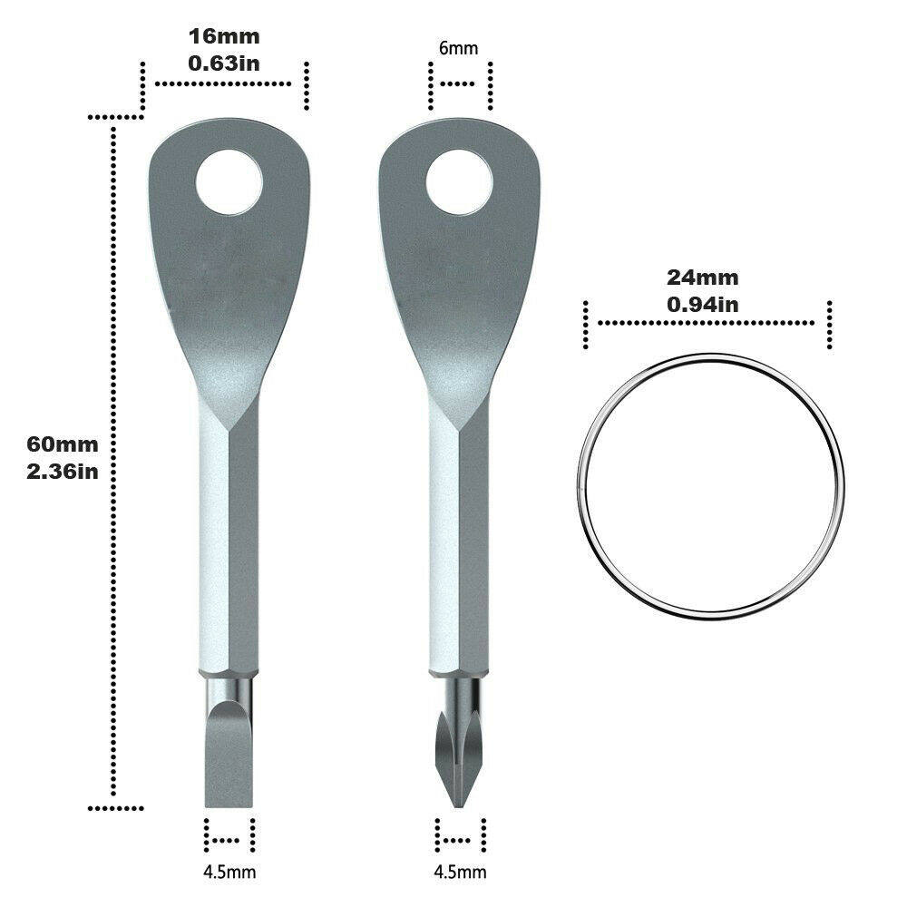 2X Universal Stainless steel EDC Keychain Multi-Tool Key Clip Screw Nut Driver Slicer 10 in 1