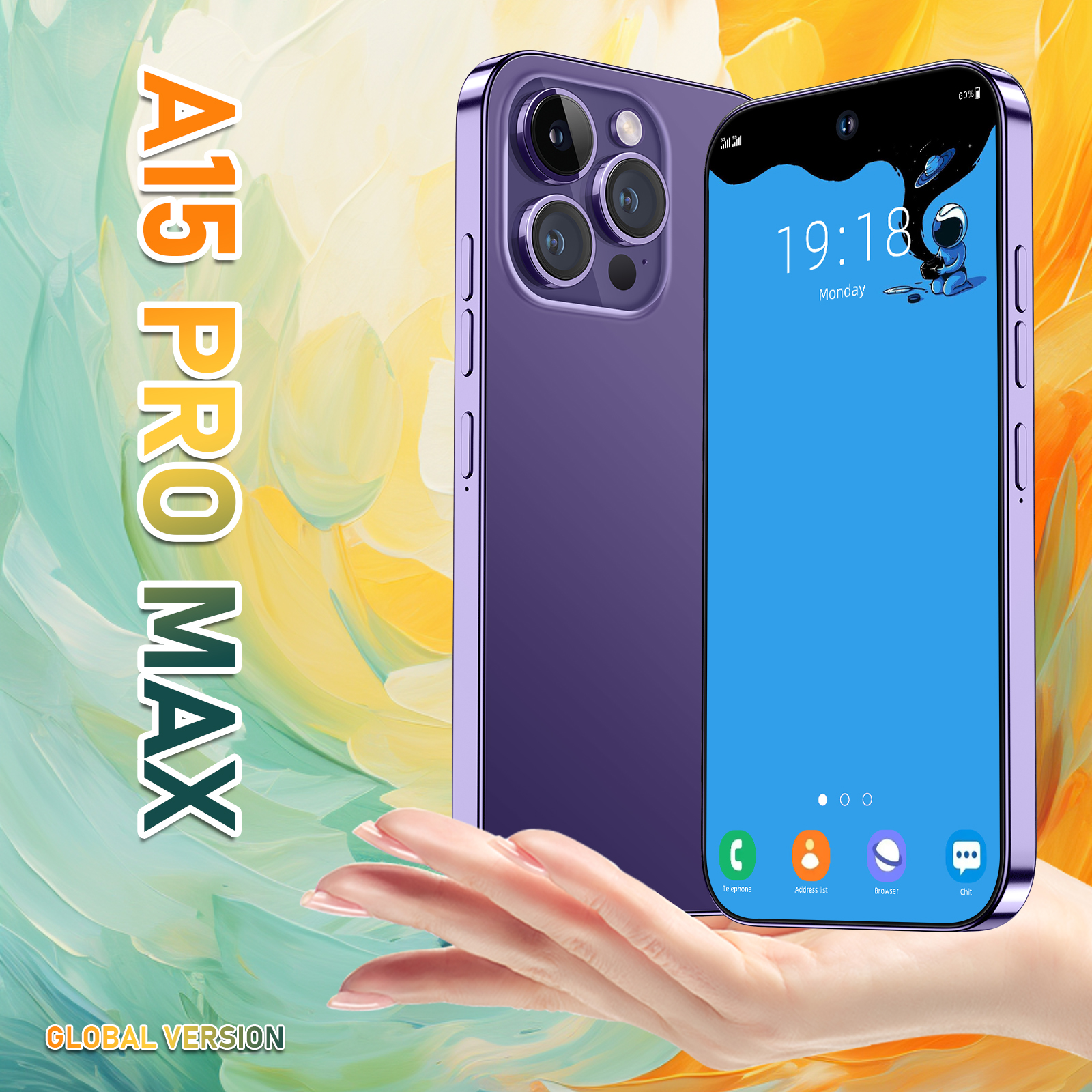 5G Smartphone A15 PRO MAX 7.3inch HD Full-Screen Memory 8+256GB Android 13.0 Battery 8000mAh