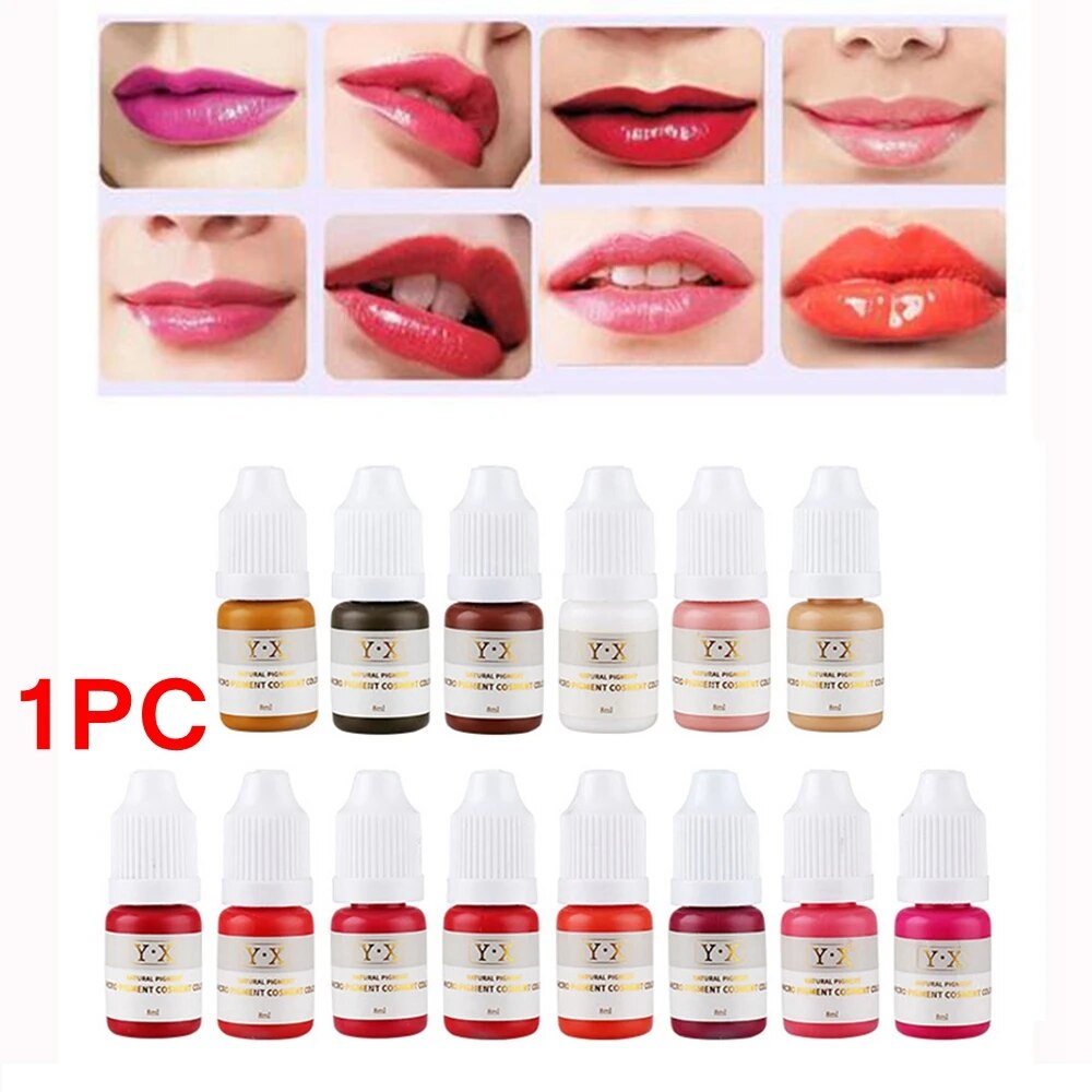 8ml Semi Permanent Makeup Pigment Eyebrow Inks Lips Eye Line Tattoo Color Microblading Pigment Body Art Beauty Tool Supplies