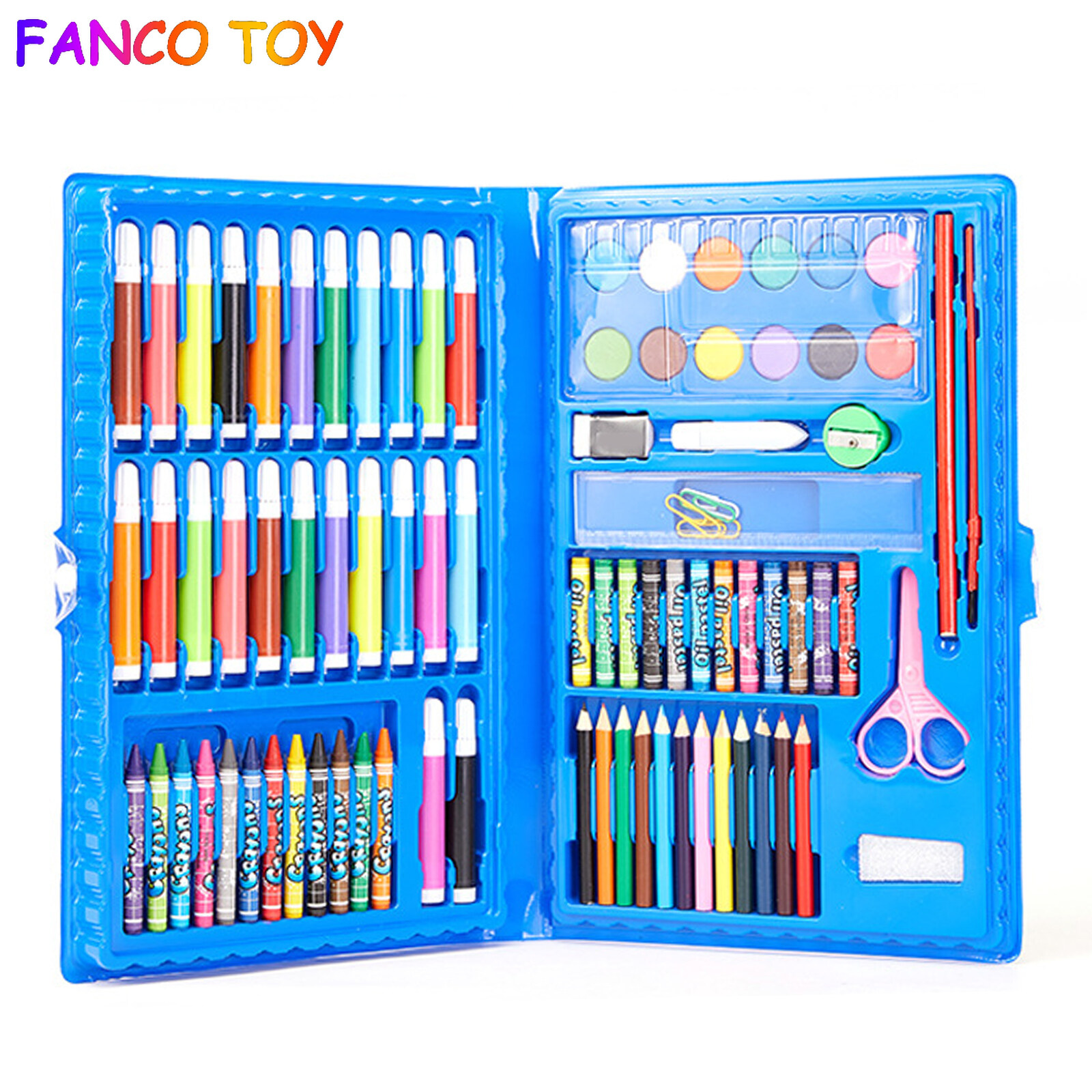 Non Toxics Kid Draw Set Colored Pencil Crayon Watercolors Pens Crayons Pastels Paper Clips Pencil Drawing Board Set Toy Painting Art Marker School Supplies Children Gifts