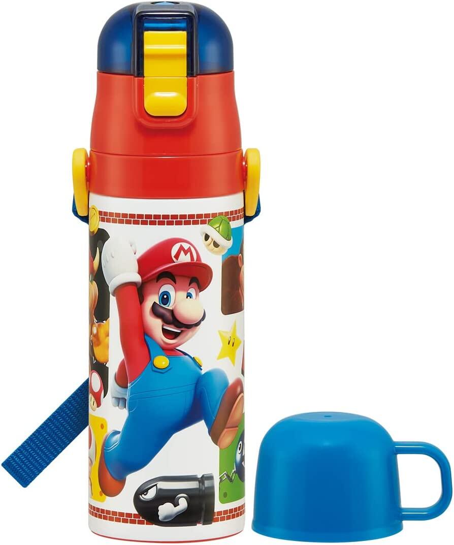 [JP] Skater Water Bottle 430ml Super Mario 23 Children's Straight Drinking Cup 2WAY with Cup Stainless Steel SKDC4-A[Direct Shipping from Japan 100%Authentic]
