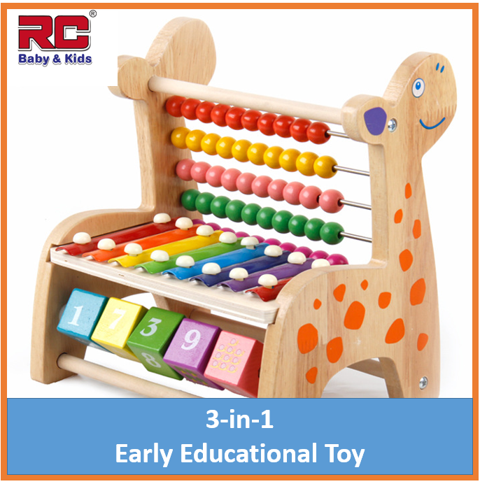 RC-BabyKids Colourful Educational Wooden Deer Calculate Beads with Ring Around Beads / Early Melodies Rainbow Xylophone Child Learning Activity Toys Set