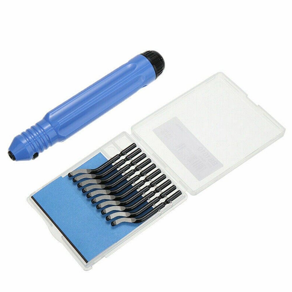 Handle Plastic Burr NB1100 Scraper+10pc BS1010 Blades Trimming Deburring Tools