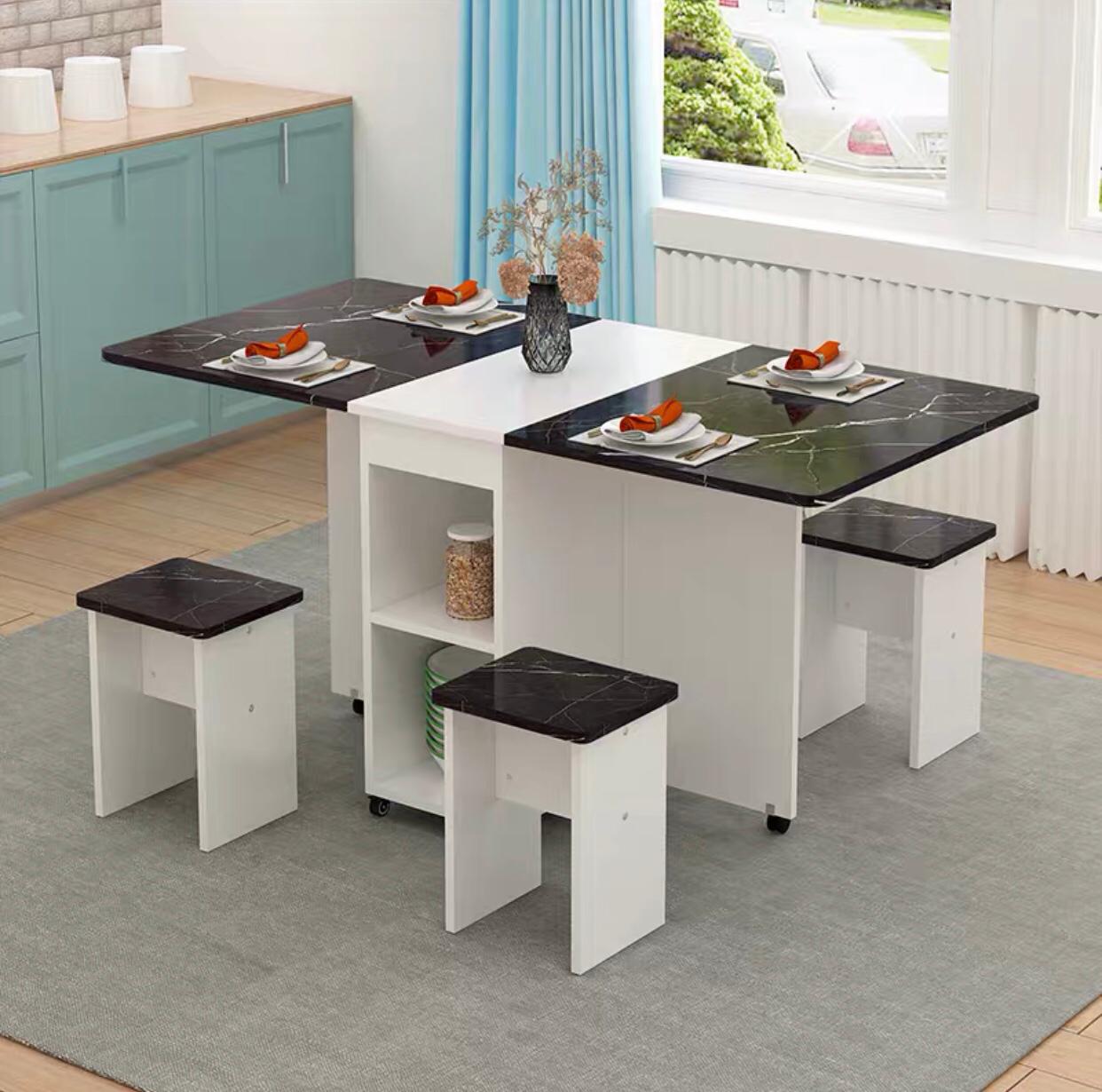 Folding Table Movable Wooden Rectangle Dining Table Living Room Restaurant Furniture Multifunction Home Foldable Desk