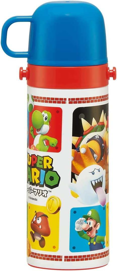 [JP] Skater Water Bottle 430ml Super Mario 23 Children's Straight Drinking Cup 2WAY with Cup Stainless Steel SKDC4-A[Direct Shipping from Japan 100%Authentic]