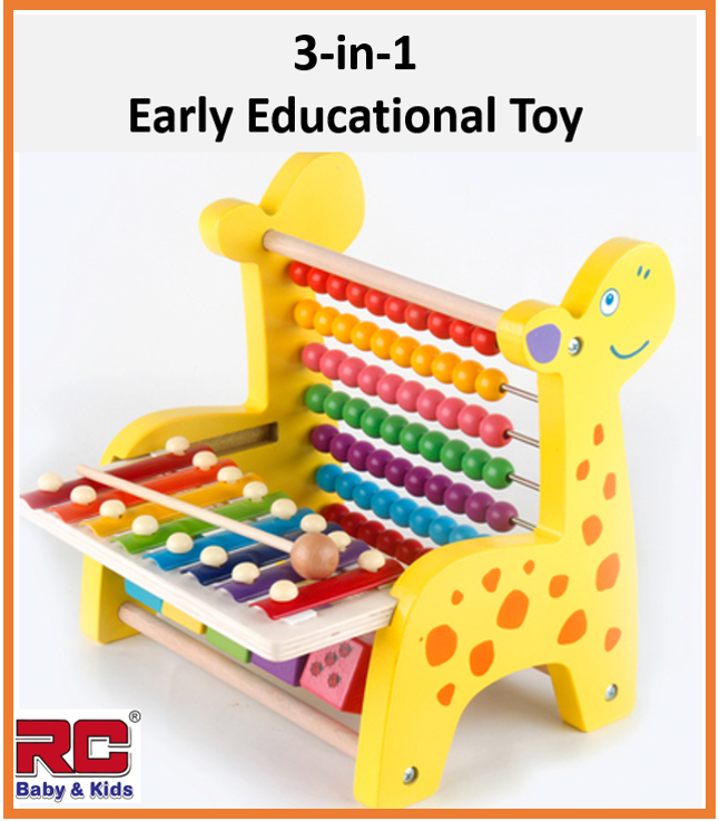 RC-BabyKids Colourful Educational Wooden Deer Calculate Beads with Ring Around Beads / Early Melodies Rainbow Xylophone Child Learning Activity Toys Set