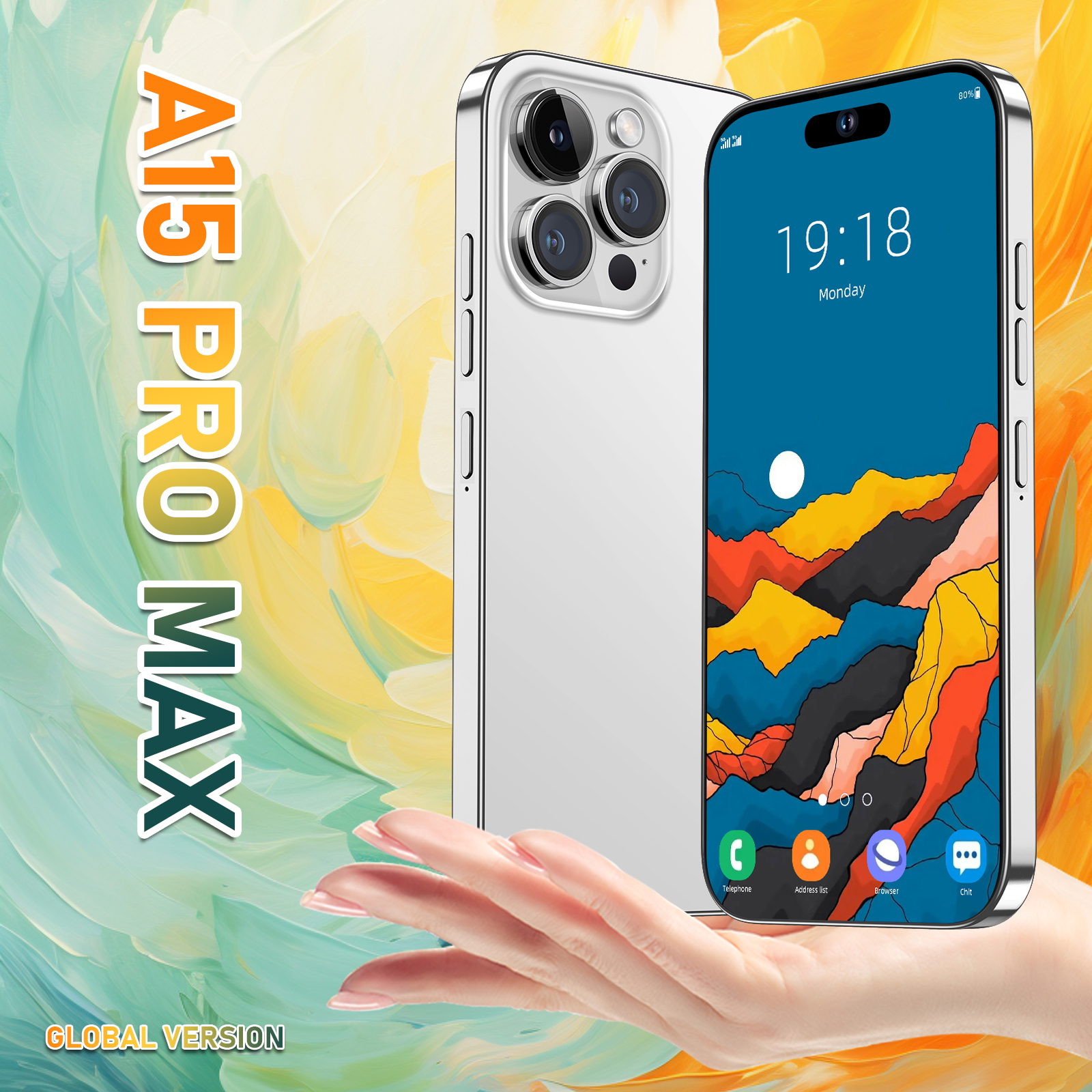 5G Smartphone A15 PRO MAX 7.3inch HD Full-Screen Memory 8+256GB Android 13.0 Battery 8000mAh