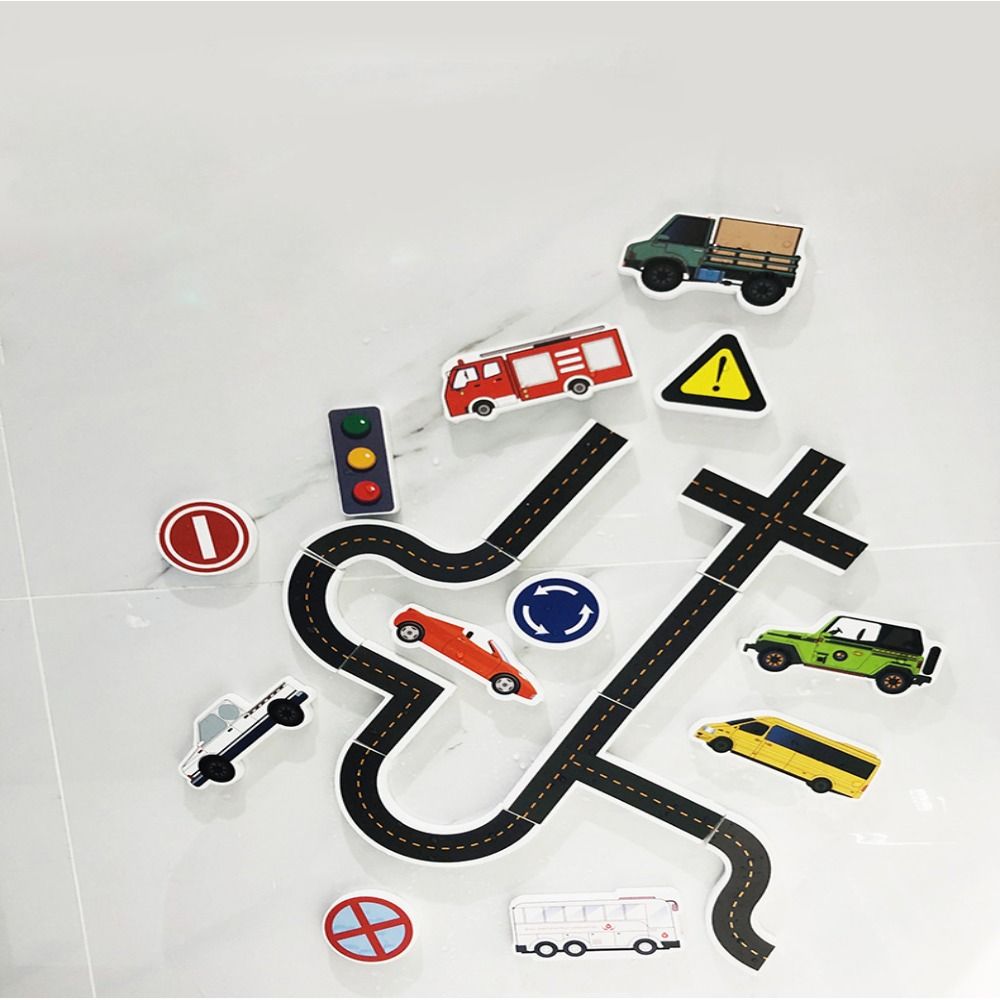 Bath Time Fun & Learning with 23-Piece Traffic Puzzle Bath Toys for Kids Age 2+