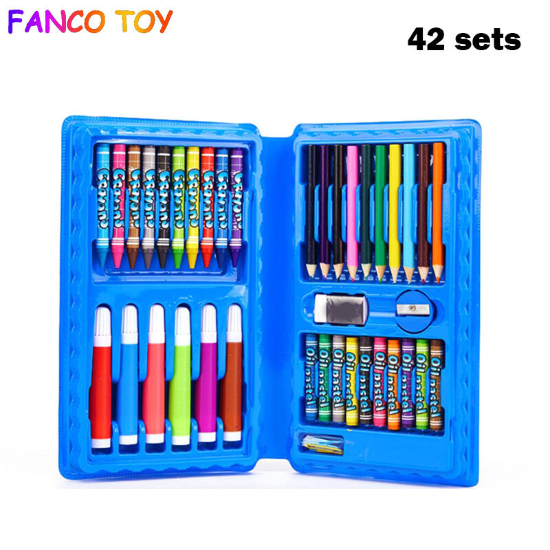 Non Toxics Kid Draw Set Colored Pencil Crayon Watercolors Pens Crayons Pastels Paper Clips Pencil Drawing Board Set Toy Painting Art Marker School Supplies Children Gifts