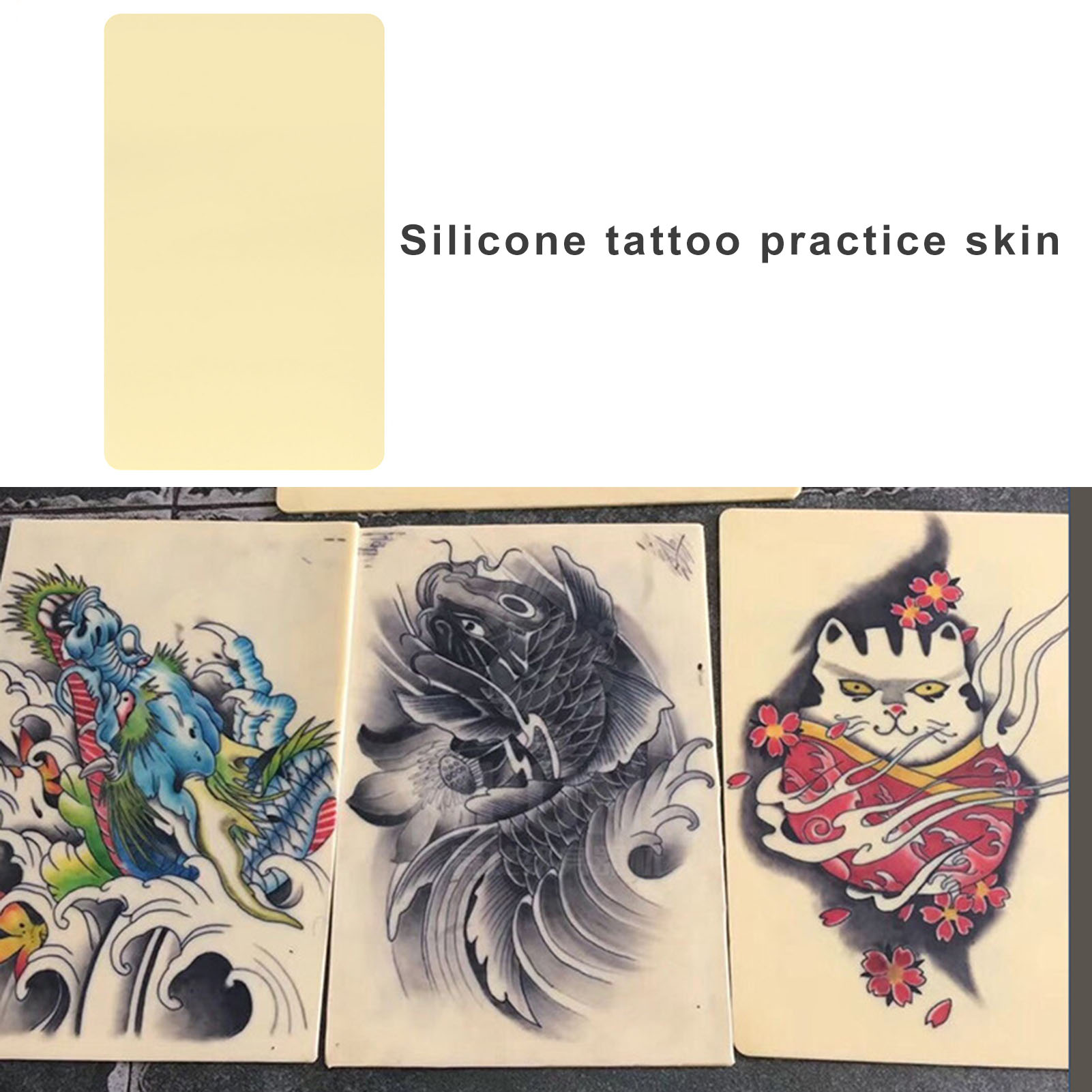 Edmundh Beginner Tattooing Supplies Realistic Tattoo Practice Skin Safe Soft Silicone for Beginners Experienced Artists 1pc/6pcs Ideal