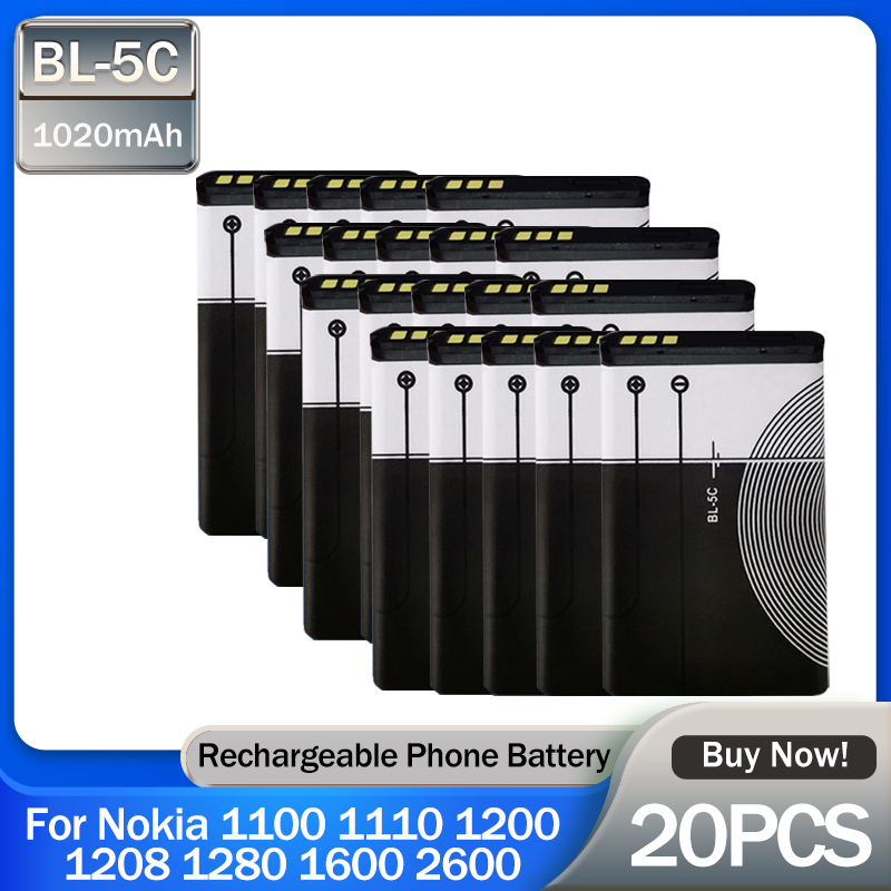 (In stock) BBL-5C BL5C BL 5C 3.7V 1020mAh Lithium Rechargeable Phone Nokia 1100 1110 1200 1208 1280 1600 2600 2700 3100 5130 N70**