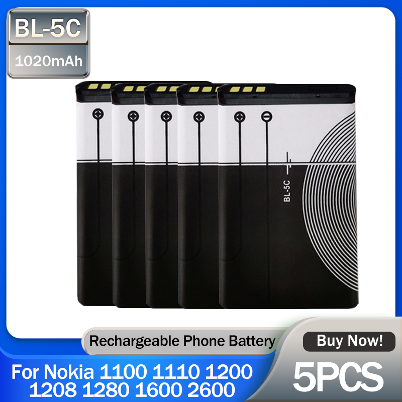 (In stock) BBL-5C BL5C BL 5C 3.7V 1020mAh Lithium Rechargeable Phone Nokia 1100 1110 1200 1208 1280 1600 2600 2700 3100 5130 N70**
