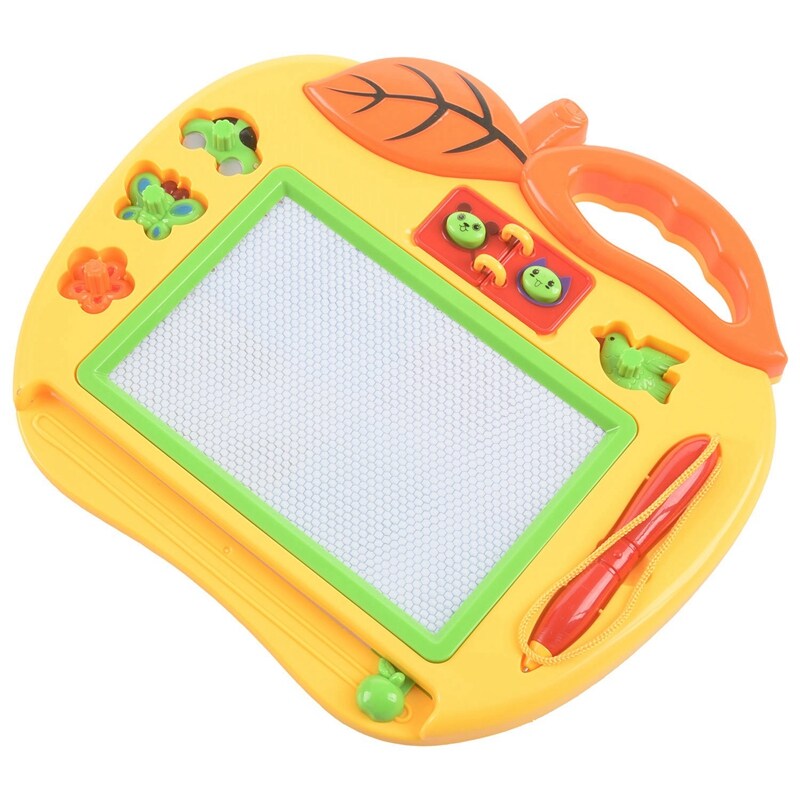 Magic Slate Color Small Format with Stamps, Toy for Girl and Boy 18 Months, Mini Games for Babies and Children 2 and 3 Years - Creative Educational Leisure Simple Toy - Apple 25cmX22cm