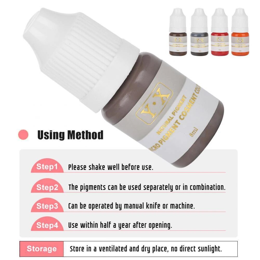 8ml Semi Permanent Makeup Pigment Eyebrow Inks Lips Eye Line Tattoo Color Microblading Pigment Body Art Beauty Tool Supplies
