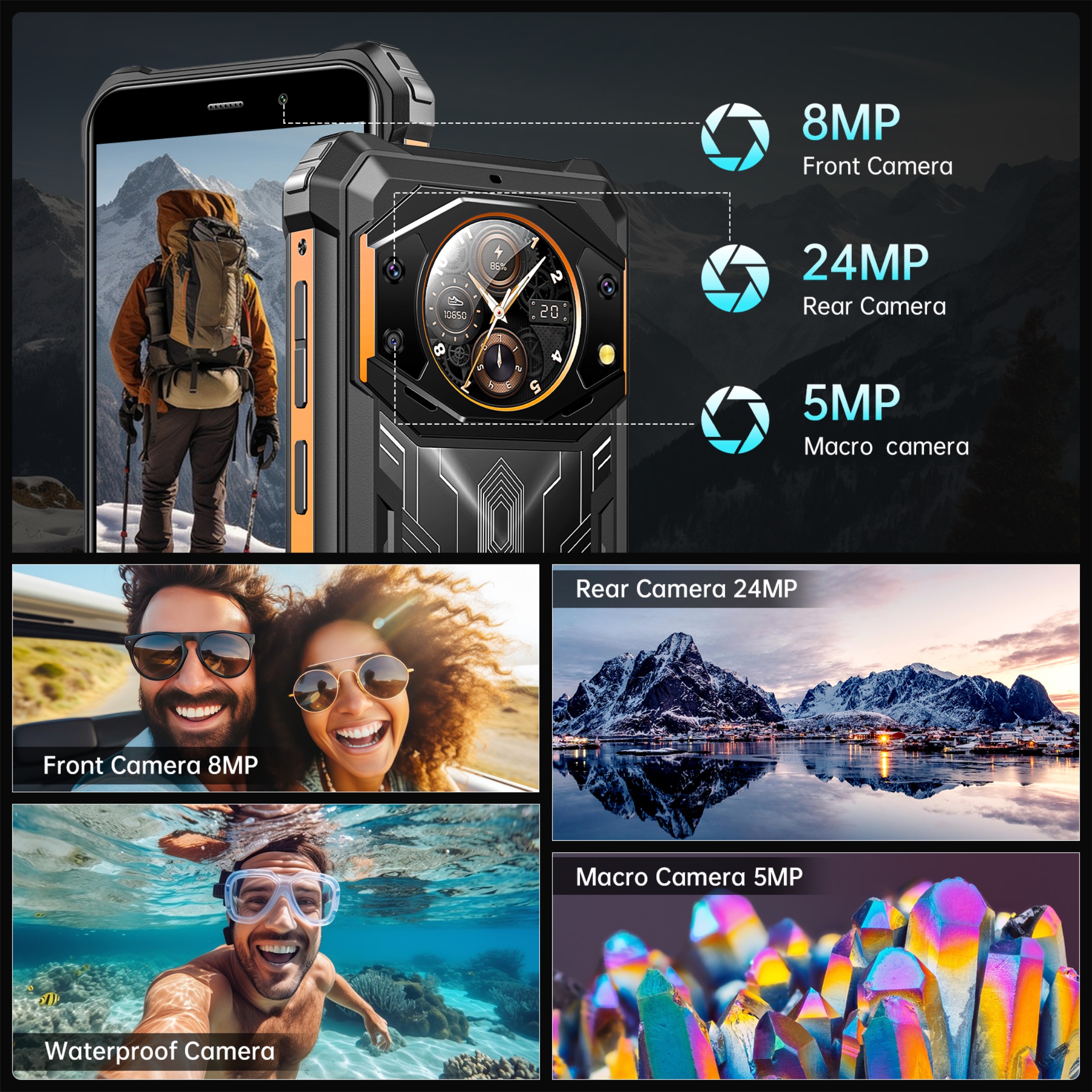 OUKITEL Fossibot F101 Pro Smartphone 10600mAh 15GB+128GB IP68 Waterproof Rugged 24MP Camera NFC Global Version Cellphone