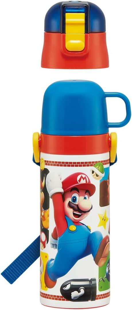 [JP] Skater Water Bottle 430ml Super Mario 23 Children's Straight Drinking Cup 2WAY with Cup Stainless Steel SKDC4-A[Direct Shipping from Japan 100%Authentic]