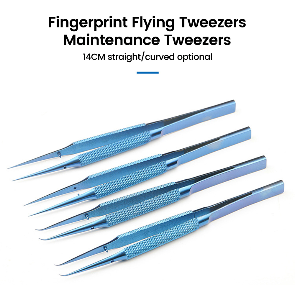Ziqqucu 1pcs precision flying wire titanium alloy/stainless steel tweezers for mobile phone motherboard fingerprint jumper repair microscope tweezers