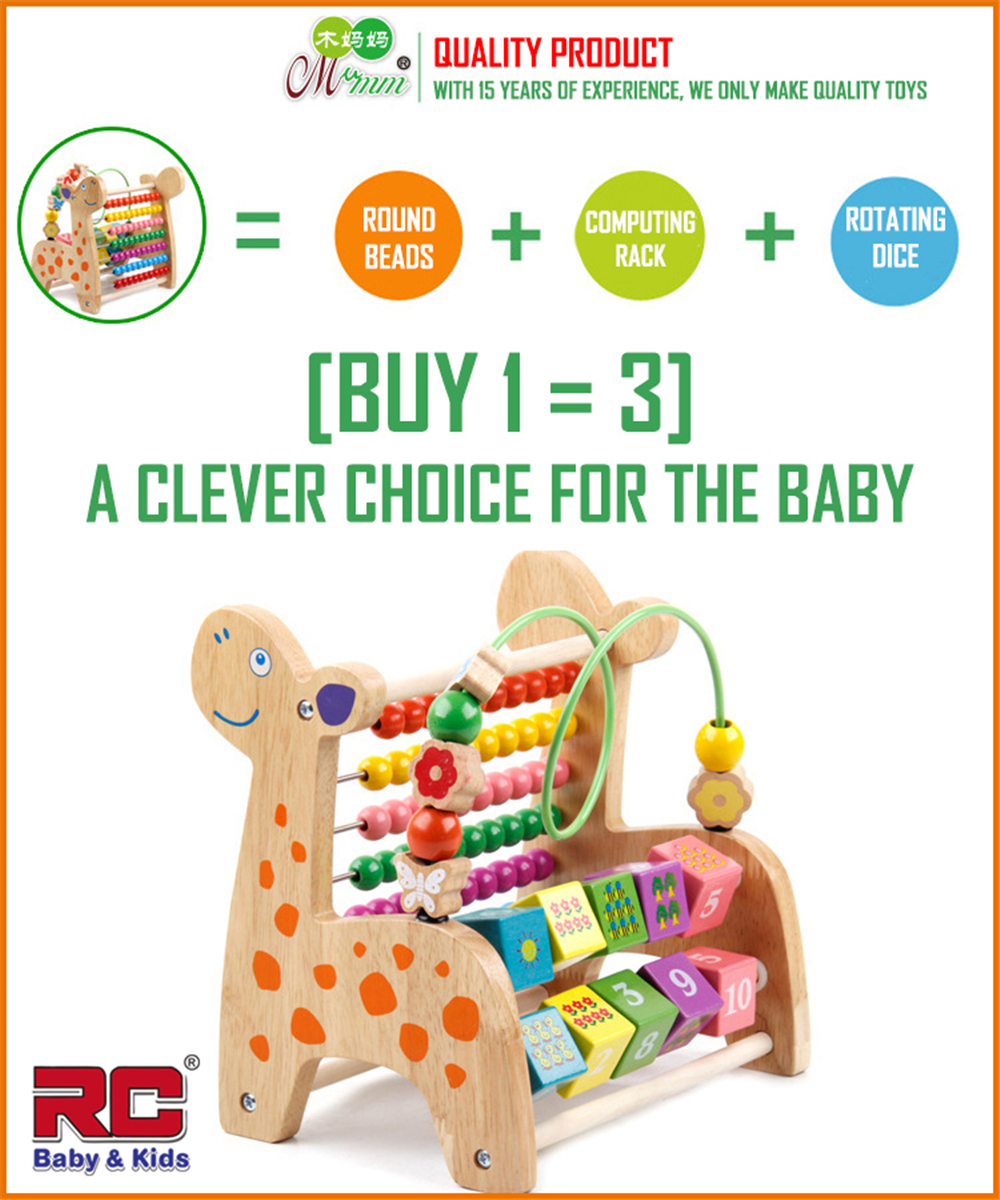 RC-BabyKids Colourful Educational Wooden Deer Calculate Beads with Ring Around Beads / Early Melodies Rainbow Xylophone Child Learning Activity Toys Set