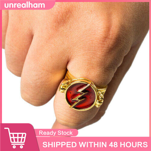 The Flash Barry Allen Justice League Flash Cosplay Prop Lightning Bolt Logo Ring