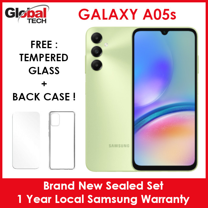 Samsung Galaxy A05s 128GB Rom + 4GB Ram / 1 Year Local Samsung Warranty (FREE : TEMPERED GLASS + BACK CASE)