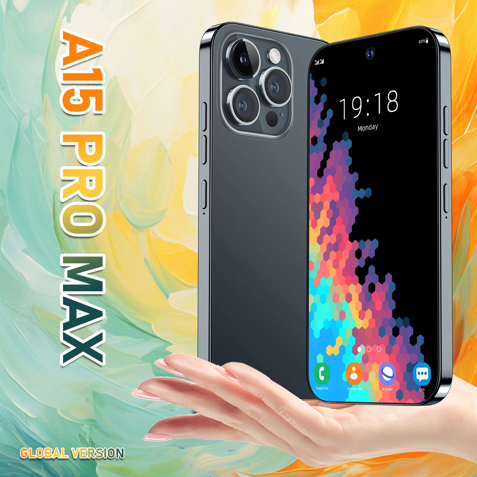 5G Smartphone A15 PRO MAX 7.3inch HD Full-Screen Memory 8+256GB Android 13.0 Battery 8000mAh