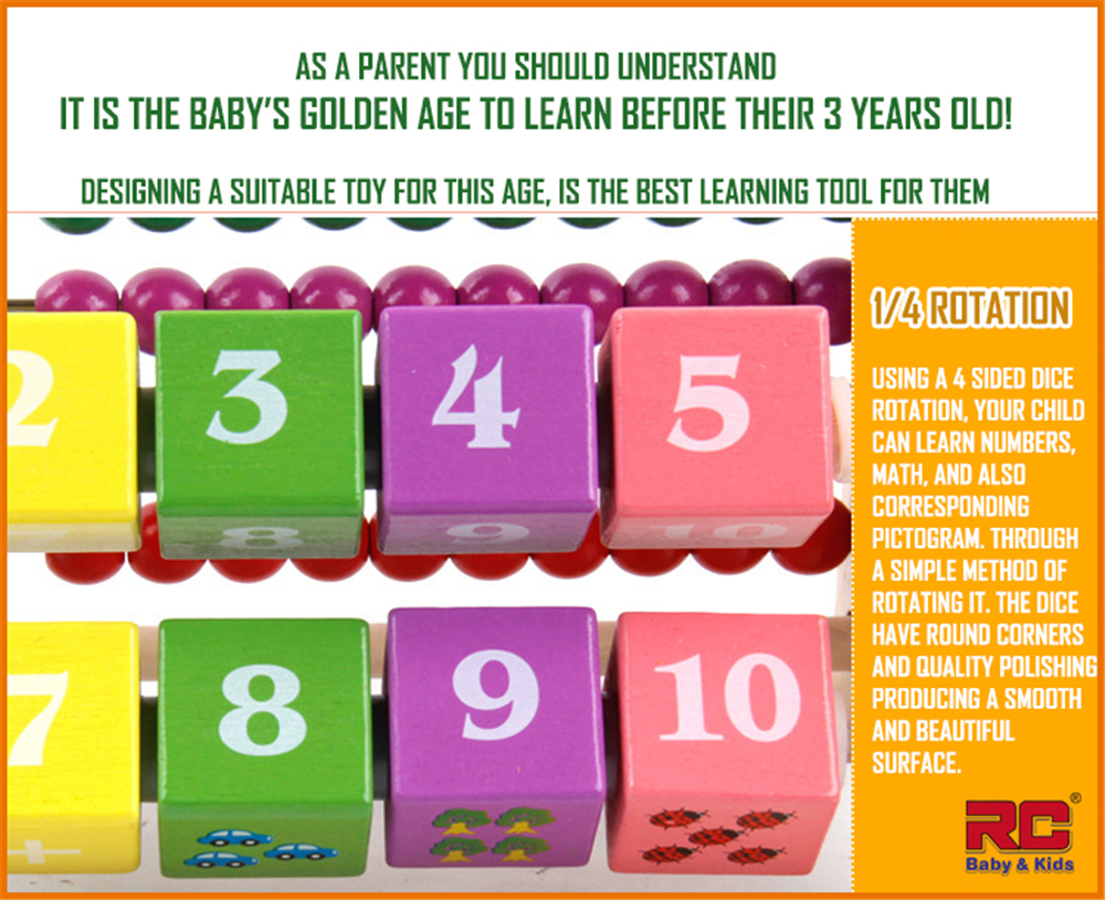 RC-BabyKids Colourful Educational Wooden Deer Calculate Beads with Ring Around Beads / Early Melodies Rainbow Xylophone Child Learning Activity Toys Set