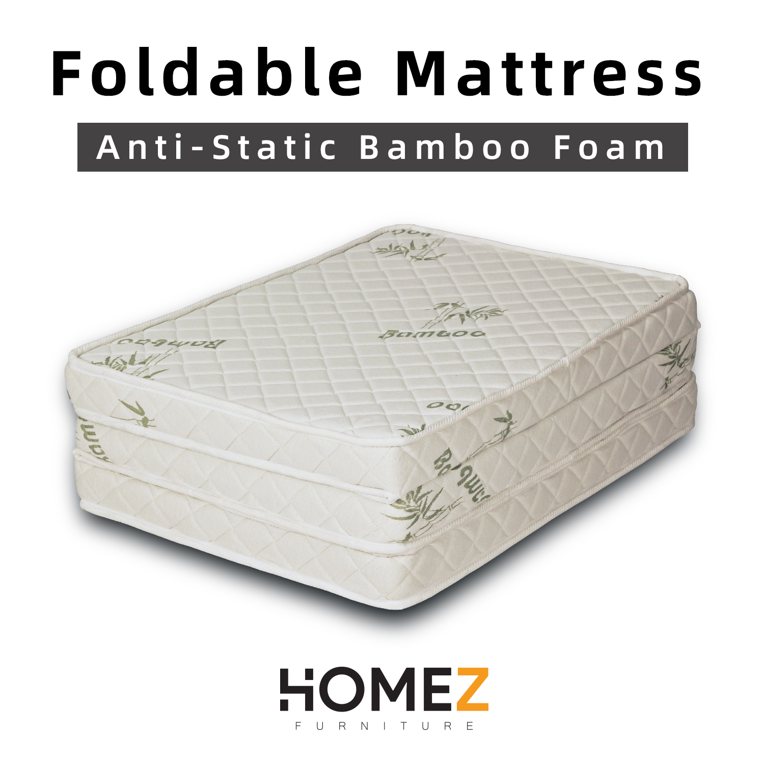 [Pre-order: ETA: 15/12/2023] Homez 3 inch Foldable Anti-Static Bamboo Foam Mattress with Portable Carry Bag - Single