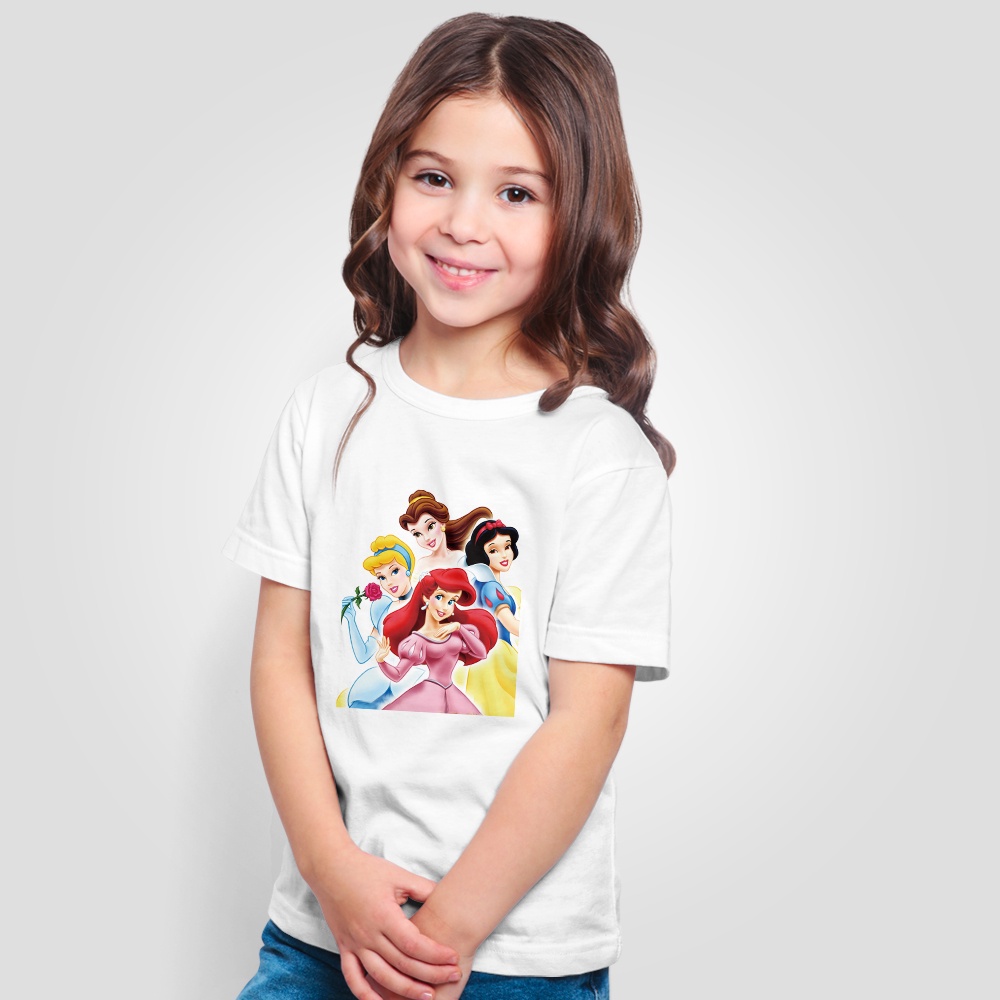 2022 Fashion Princess Children's T-shirt Girls Snow White Short Sleeves Top Tees Infant Clothing for 1-12 Years