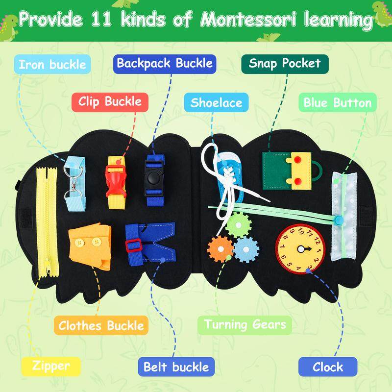 KiddoZone Montessori Educational Toys Baby Busy Board Kindergarten Baby Learn to Wear Clothes Practice Hand Eye Coordination Newborn Early Developmental Toy Gift for Boys and Girls