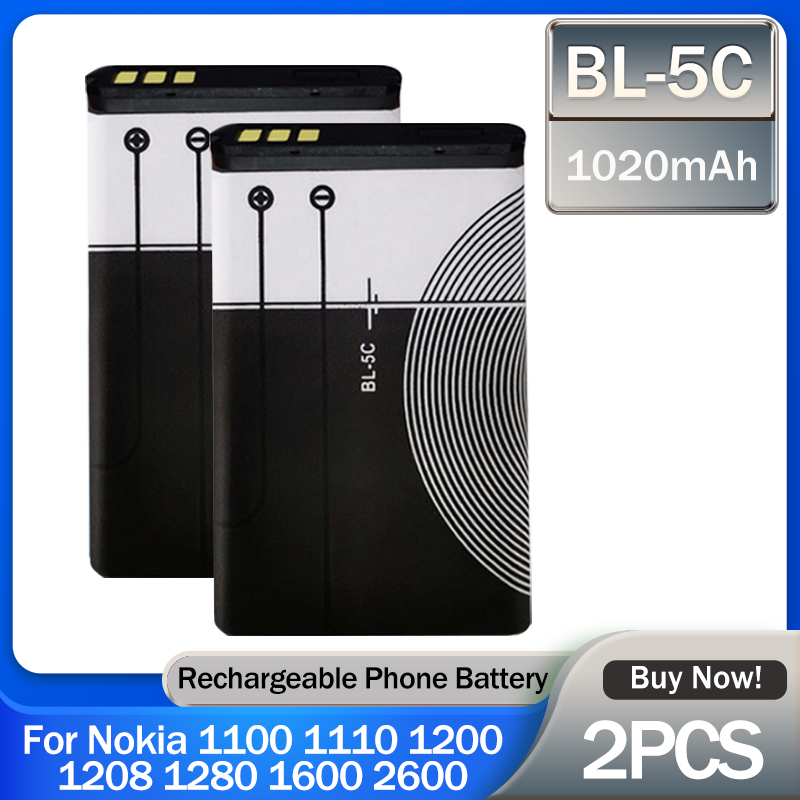 (In stock) BBL-5C BL5C BL 5C 3.7V 1020mAh Lithium Rechargeable Phone Nokia 1100 1110 1200 1208 1280 1600 2600 2700 3100 5130 N70**