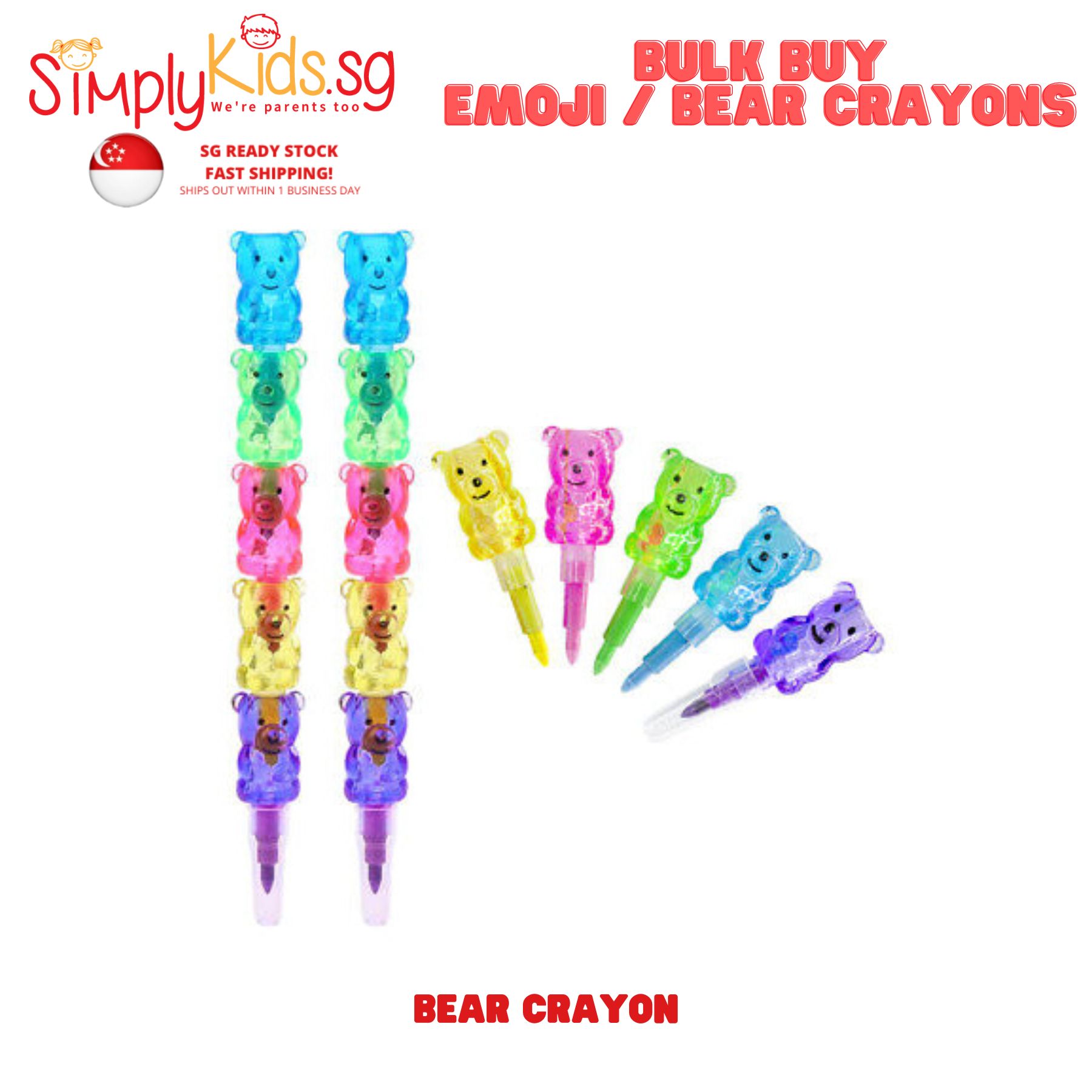 SimplyKids.SG® [SG SELLER] Wholesale Bulk Buy Emoji Crayons -  Great For Party Gift Packs / Birthday Party Packs / Party Return Gifts - SG READY STOCK, FAST SHIPPING!