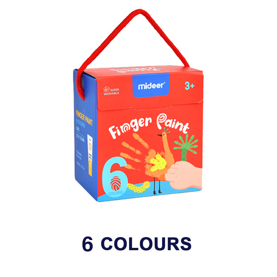 MiDeer Kids Washable 6 / 8 / 12 Colours Finger Paint Kids Painting Supply Canvas / Combo with Apron, Palette and Papers