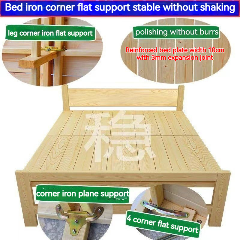 Foldable Bed Frame Solid Wood Bed single person Bed double person Bed, folding bed thickened and reinforced without installation
