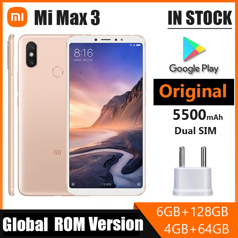 Brand New Xiaomi Mi Max 3 Snapdragon 636 Smartphone 6.9 inch Big Screen 5500mAh Battery 12MP Bluetooth 5.0 Android