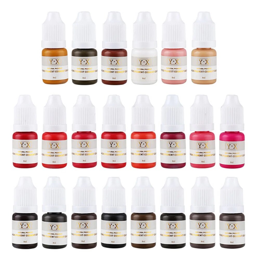 8ml Semi Permanent Makeup Pigment Eyebrow Inks Lips Eye Line Tattoo Color Microblading Pigment Body Art Beauty Tool Supplies