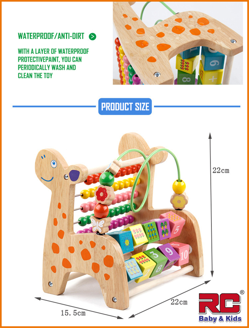 RC-BabyKids Colourful Educational Wooden Deer Calculate Beads with Ring Around Beads / Early Melodies Rainbow Xylophone Child Learning Activity Toys Set
