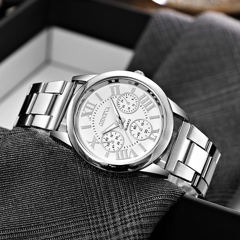 Geneva stainless fashion jewelry watch for men’s women’s gold silver rose gold