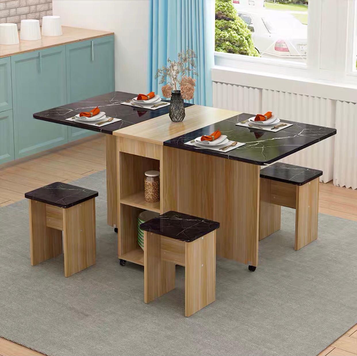 Folding Table Movable Wooden Rectangle Dining Table Living Room Restaurant Furniture Multifunction Home Foldable Desk