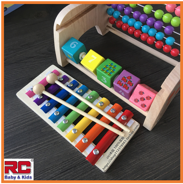 RC-BabyKids Colourful Educational Wooden Deer Calculate Beads with Ring Around Beads / Early Melodies Rainbow Xylophone Child Learning Activity Toys Set