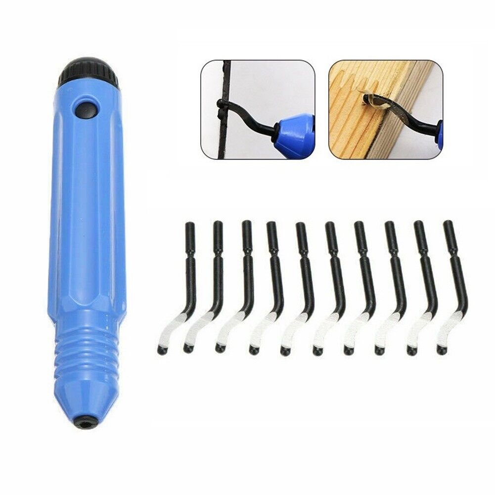 Handle Plastic Burr NB1100 Scraper+10pc BS1010 Blades Trimming Deburring Tools