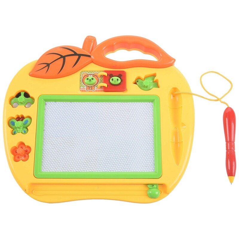 Magic Slate Color Small Format with Stamps, Toy for Girl and Boy 18 Months, Mini Games for Babies and Children 2 and 3 Years - Creative Educational Leisure Simple Toy - Apple 25cmX22cm